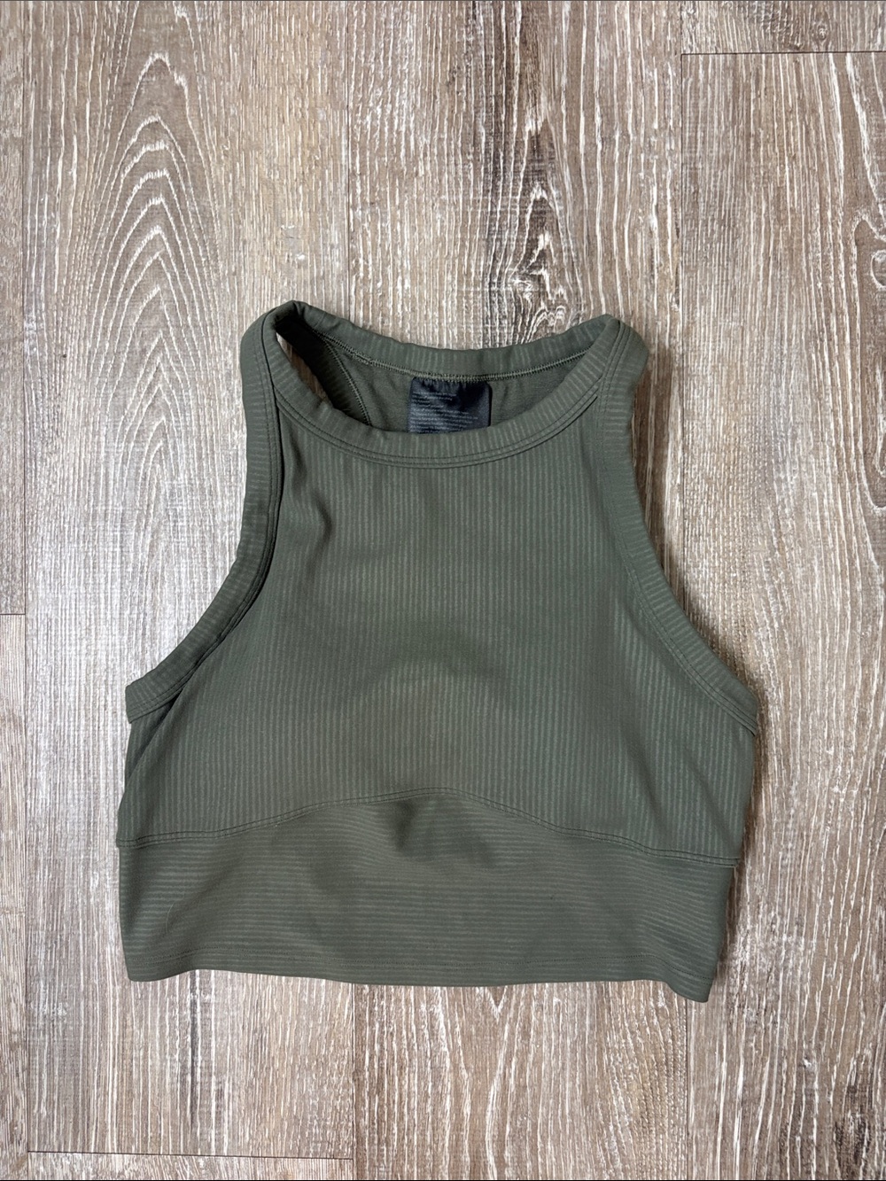 Lululemon Blissful Ben Ribbed High-Neck Cropped Tank Top - Olive Green